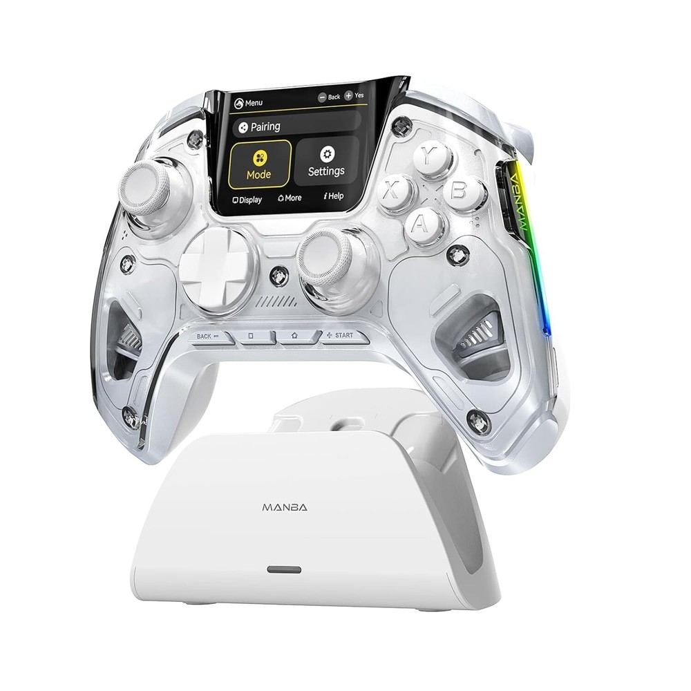 Wireless RGB Gaming Controller with Smart Dock in White
