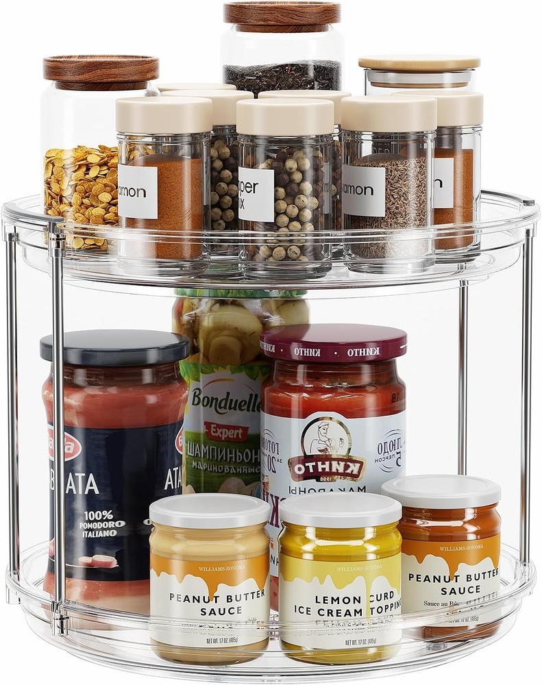 2-Tier Rotating Spice Rack Organizer - 9.25 Inch Lazy Susan Turntable