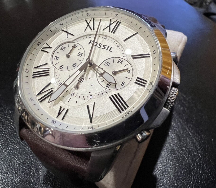 Fossil FS4735 Men's Grant Chronograph Brown Leather Watch 44mm