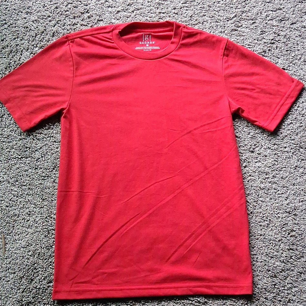 George Men's XS Red Cotton Crew Neck Short Sleeve Solid T-Shirt