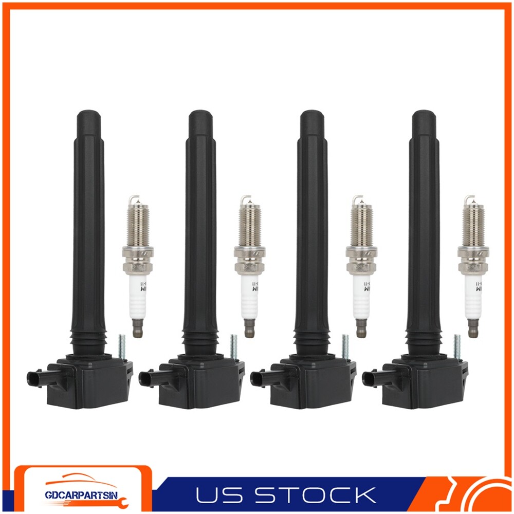4-Pack Ignition Coils & Spark Plugs for Chrysler 200 Jeep Compass Dodge Dart 2.4L L4 Engine