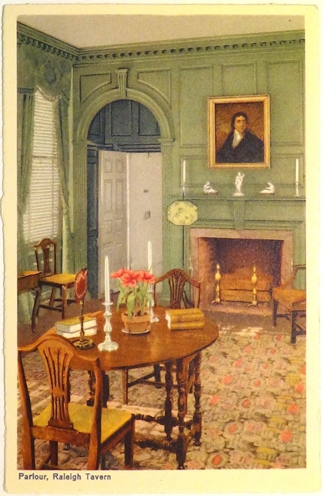 VA ~ Parlour, Raleigh Tavern ~ Williamsburg, Virginia ~ Vintage Postcard UNUSED