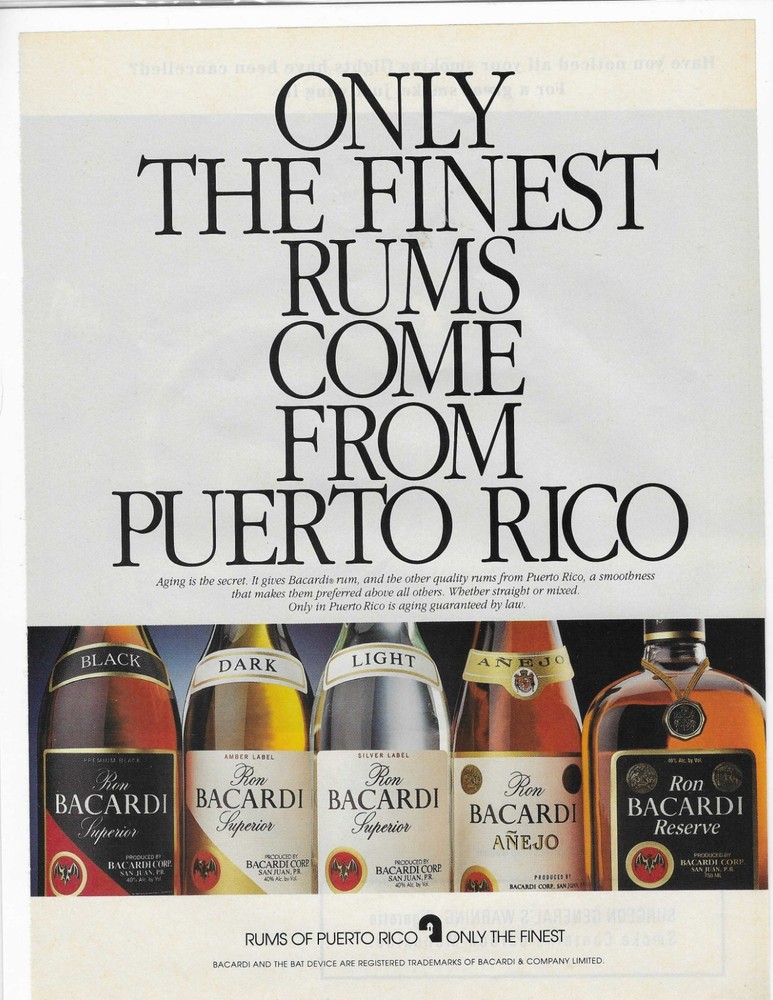 Rums Of Puerto Rico Original Print Ad