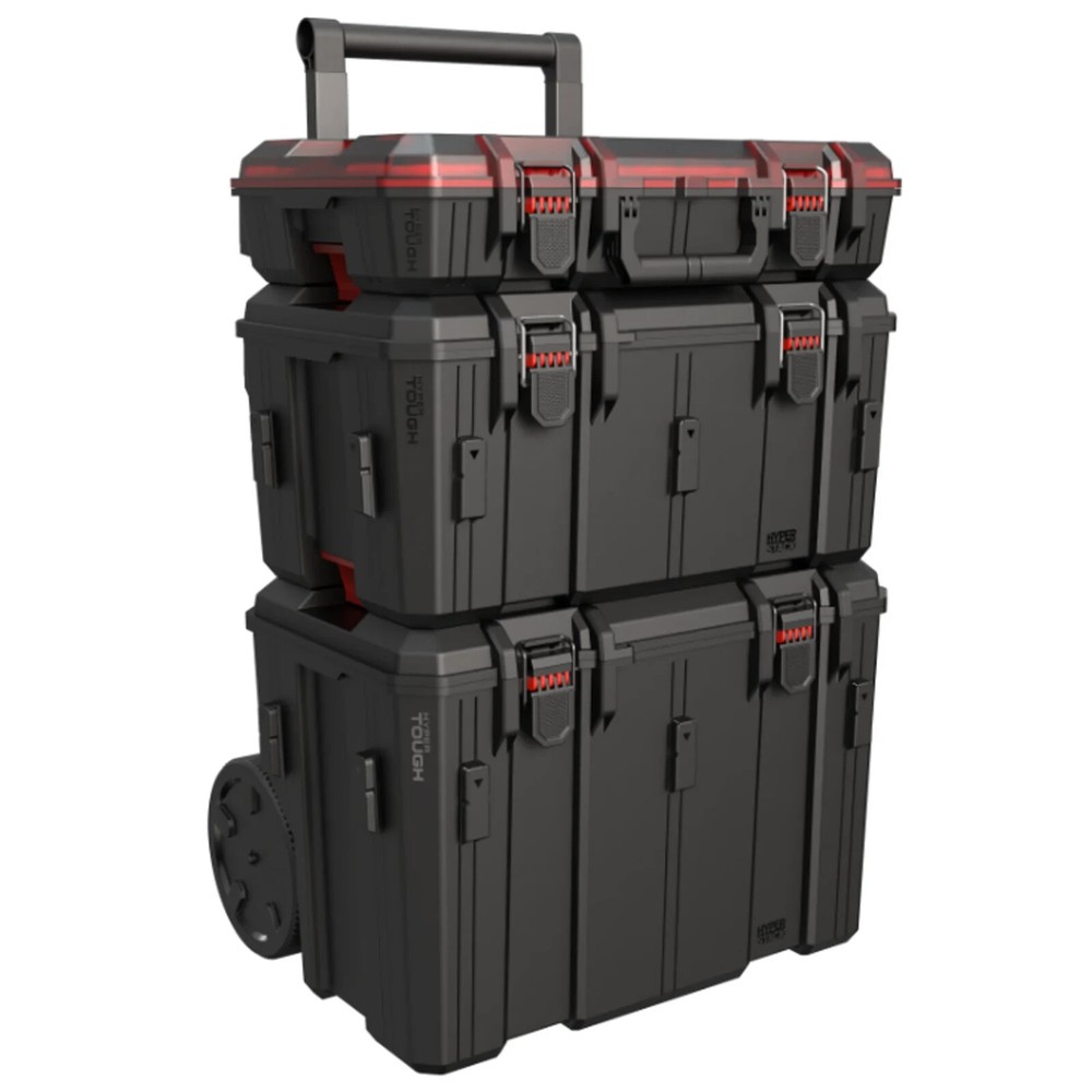 Hyper Tough 3-Piece Heavy Duty Modular Rolling Toolbox System in Black