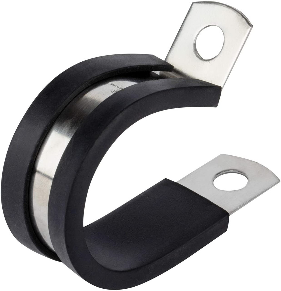 12 Pack 5/8 Inch Rubber Cushioned Stainless Steel Cable Clamp, Hose Clamp, Pipe