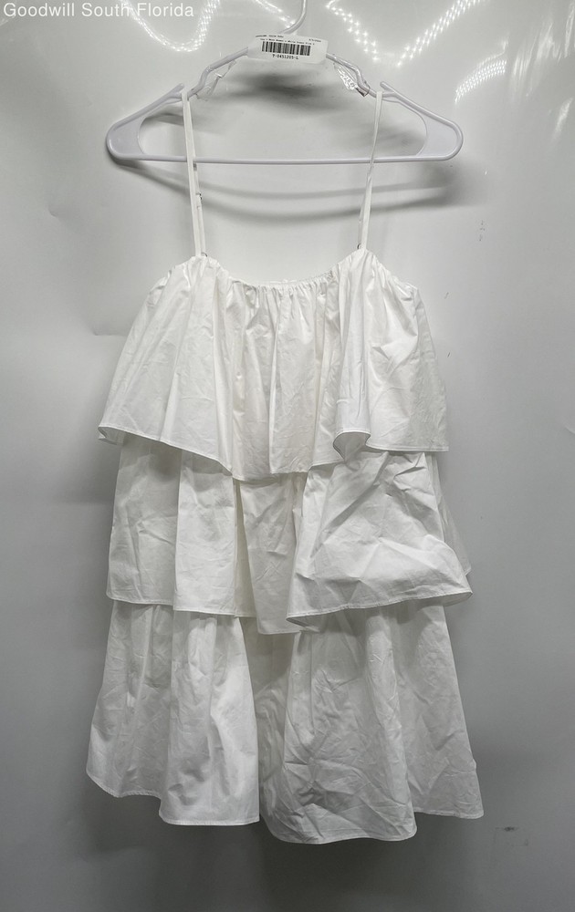 Day + Moon Womens White Cotton Flounce Tiered Ruffle Mini Dress Size S With Tag