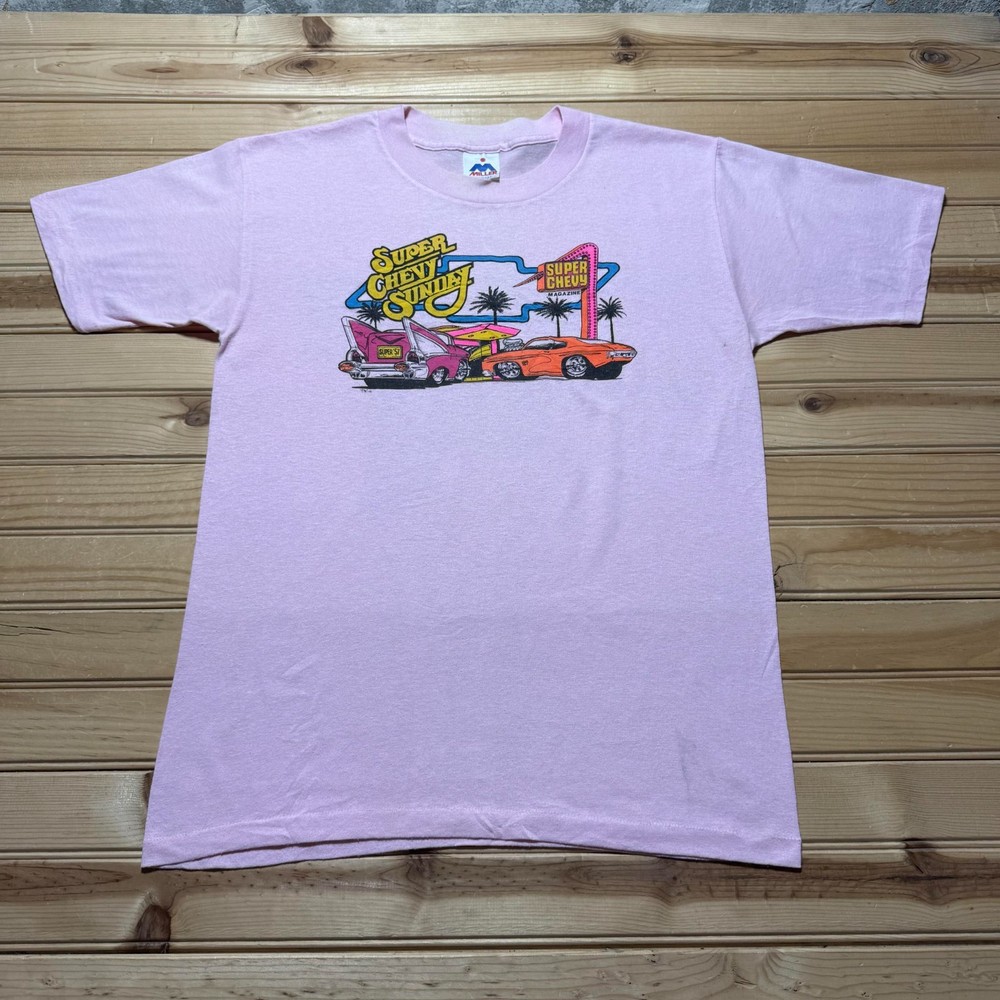 Vintage 80s Super Chevy Sunday Magazine Car Show Graphic T-Shirt USA Made Large