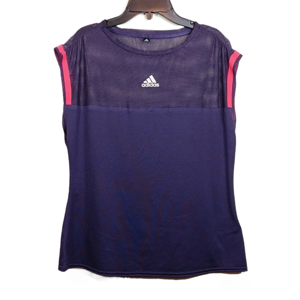 Adidas ClimaCool Tee Womens Medium Purple Quarter Mesh Sleeveless Athleisure