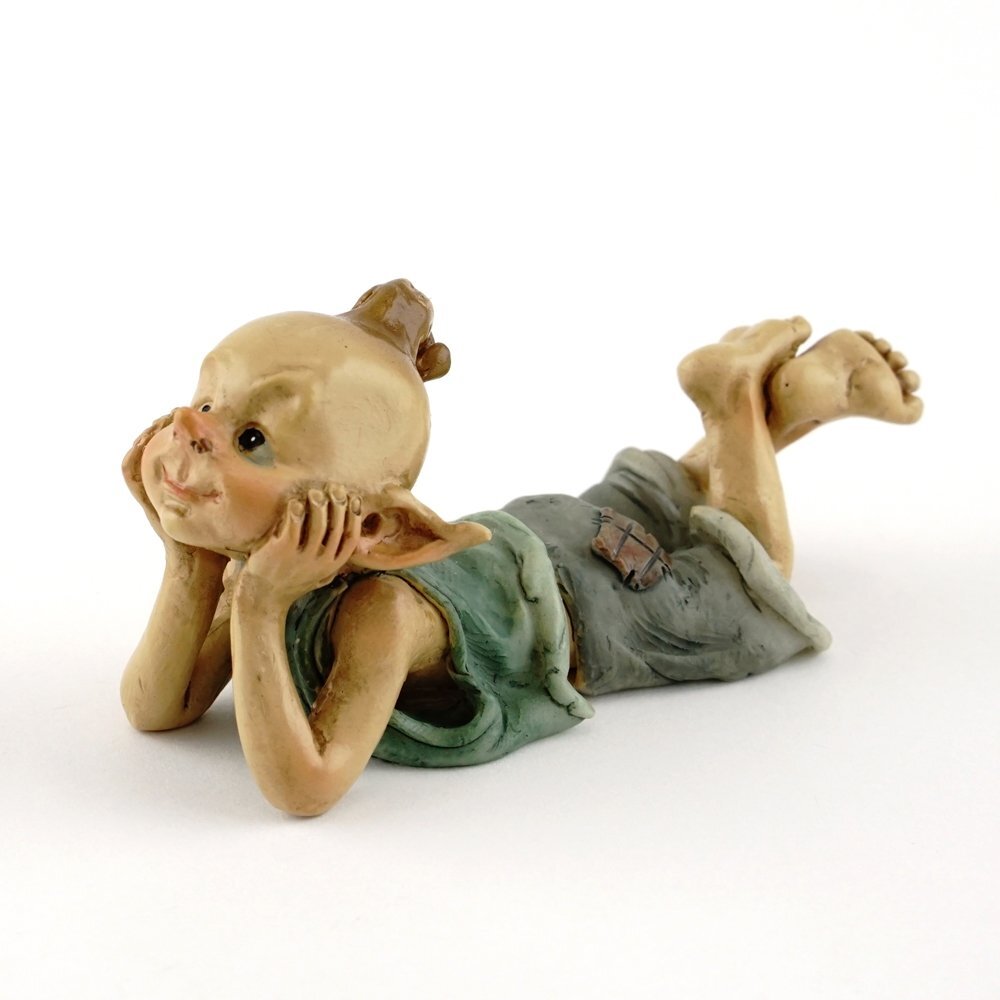 Miniature Fairy & Terrarium Garden Pixie in Thought Statue, Small, Blue, Grey...