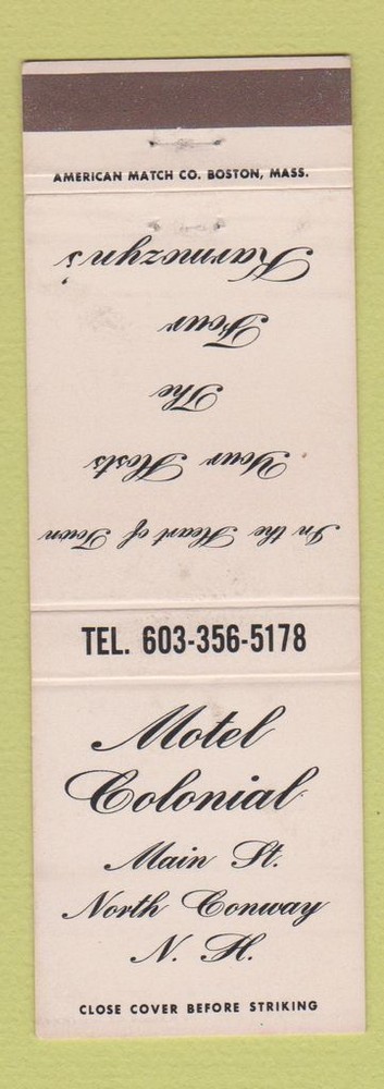 Matchbook Cover - Motel Colonial North Conway NH