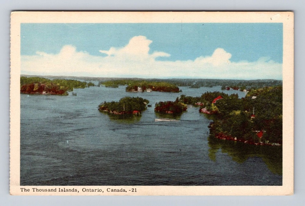 Thousand Islands Ontario-Canada, Scenic Aerial View Of Town, Vintage Postcard