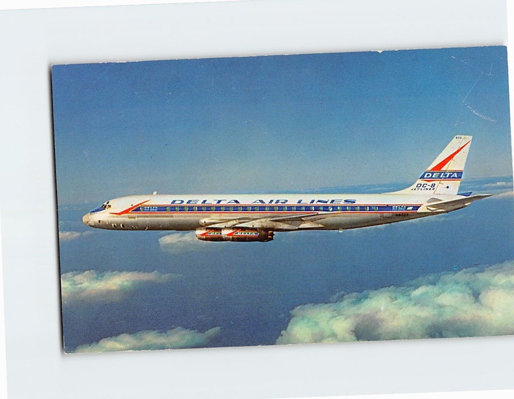 Postcard Delta DC-8 Jetliners Delta Airlines