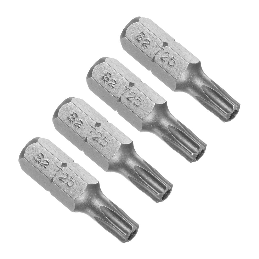 4-Piece T25 Torx Screwdriver Bits 1/4 Hex Shank 25mm Magnetic