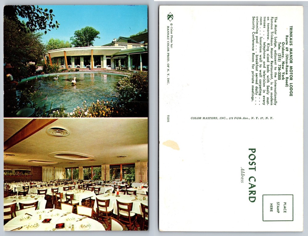 Trianon Manor Motor Lodge Pool Dining Postcard