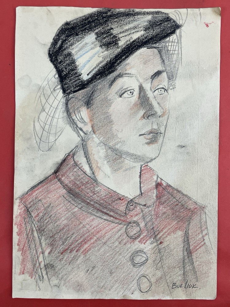 David Burliuk Drawing on paper (Handmade) signed and stamped