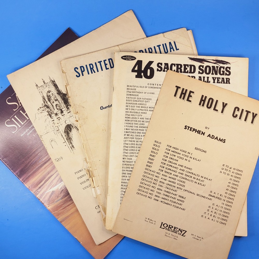 Lot of 5 Vintage Piano Choir Sheet Music Books Sacred Songs Spiritual Hymns