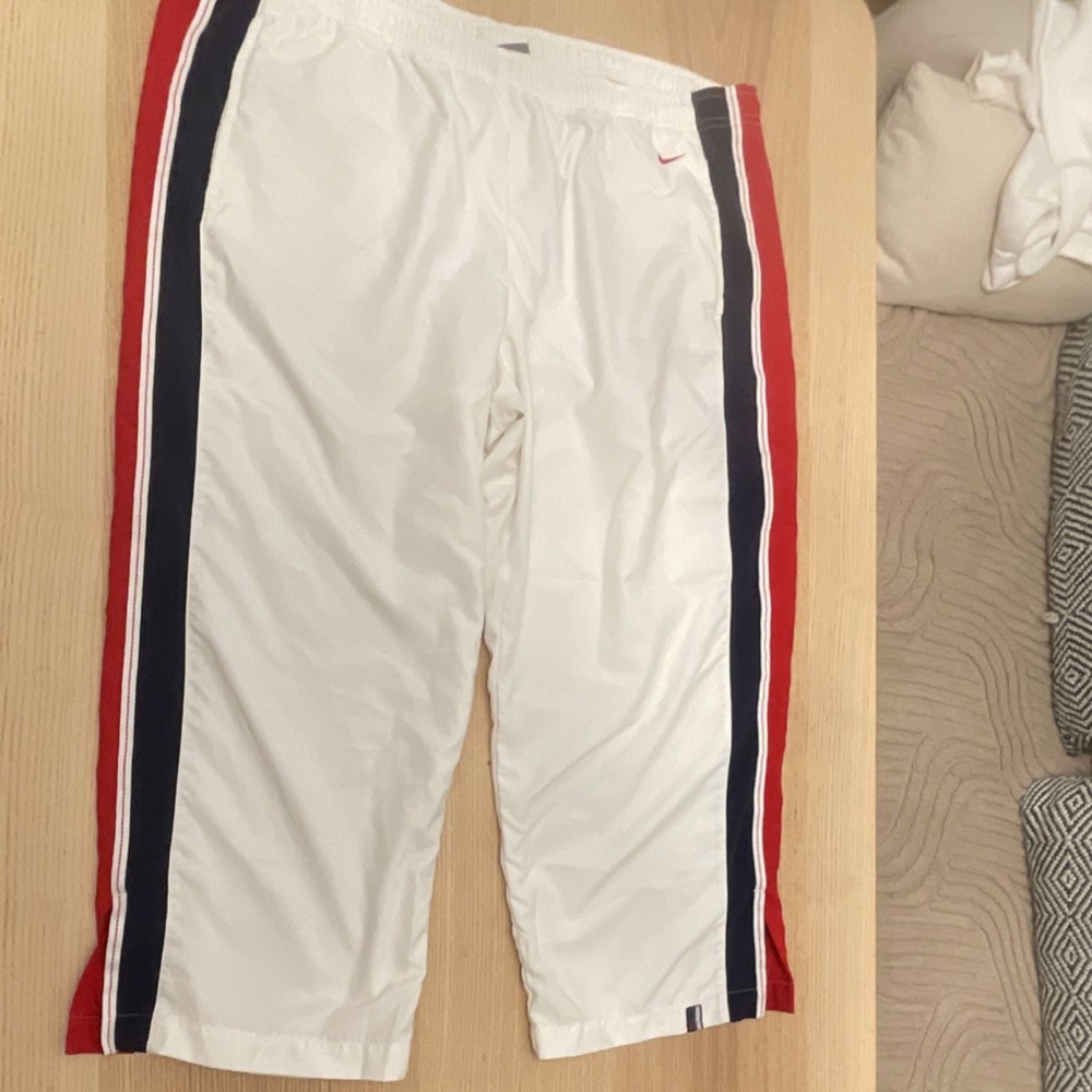 Nike Men's White Striped Athletic Shorts Polyester Drawstring Elastic XXL