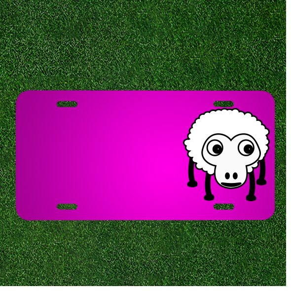 Custom Car License Plate with Fluffy Sheep Design and Personal Name Option