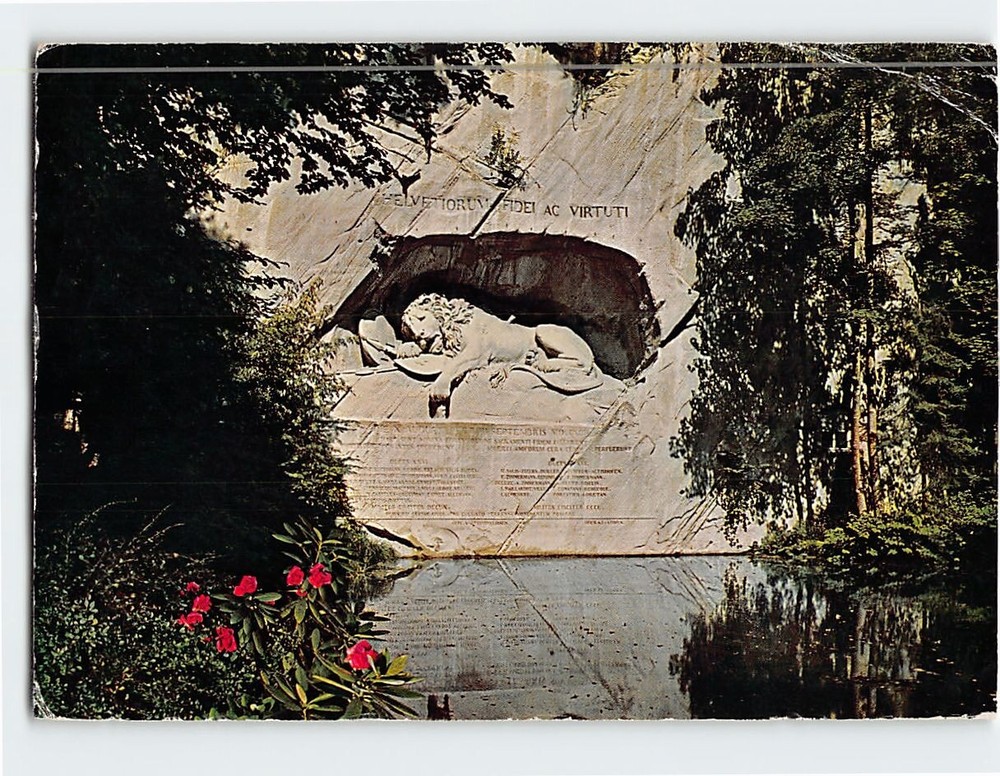 Postcard Lions Monument Lucerne Switzerland