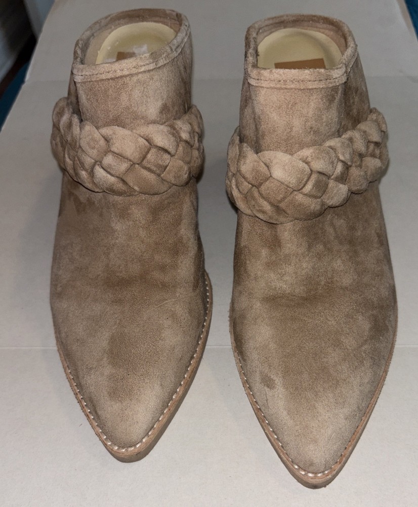 Dolce Vita Womens Serla Braided Pointed Toe Slip On Beige Mules Shoes Size 8