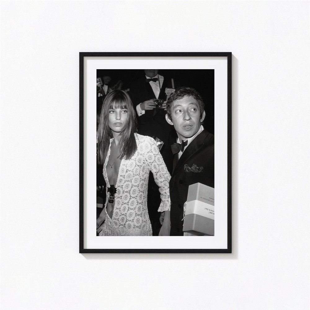 Jane Birkin & Serge Gainsbourg Black & White Print – Vintage Fashion Wall Art