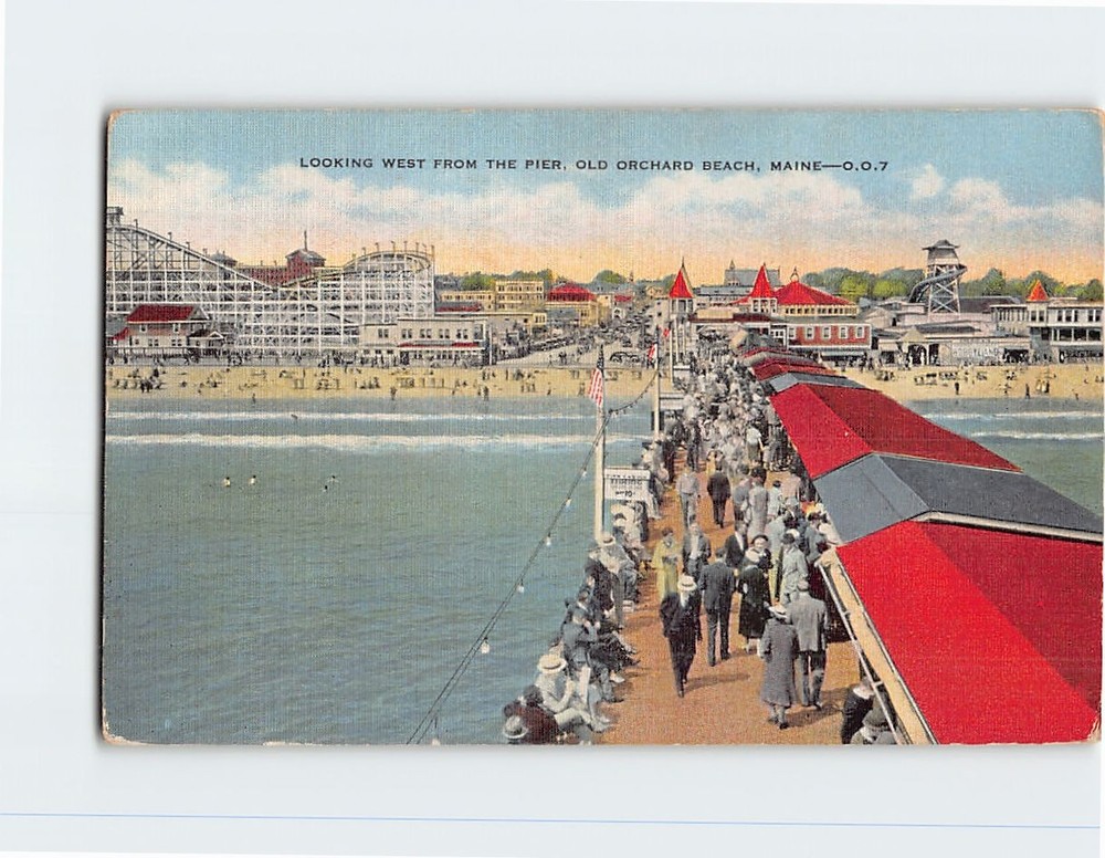 Postcard Looking West from the Pier Old Orchard Beach Maine USA