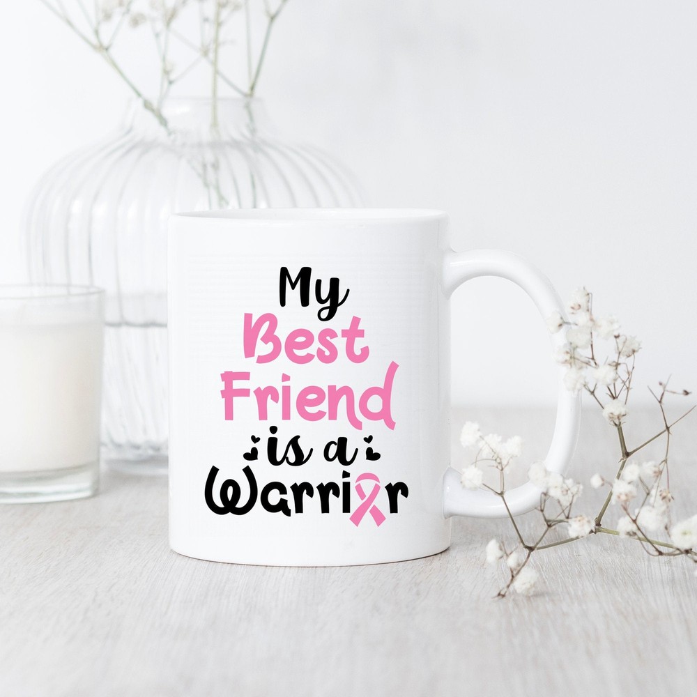 Breast Cancer Warrior Best Friend Mug for Support and Awareness  