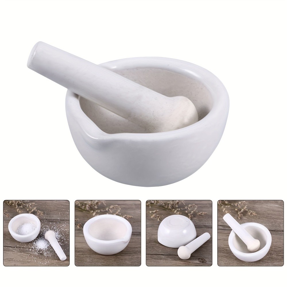 Mini Porcelain Mortar Pestle Set Spice Herb Grinder Pill Crusher Mixing Grinding