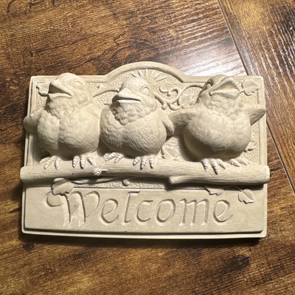 Vintage Carruth Studio Sunshine Baby Birds Welcome Plaque