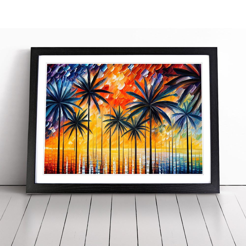 Palm Tree Vol 2 Abstract Framed Canvas Wall Art Poster Decor-image