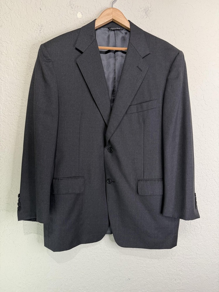 Canali Suit Jacket Mens 52 Gray Wool Two Button Made In Italy Blazer Sport Coat