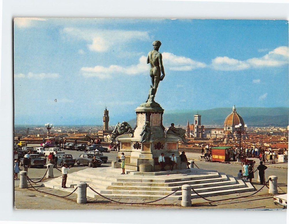 Postcard David on Michelangelo Square Florence Italy