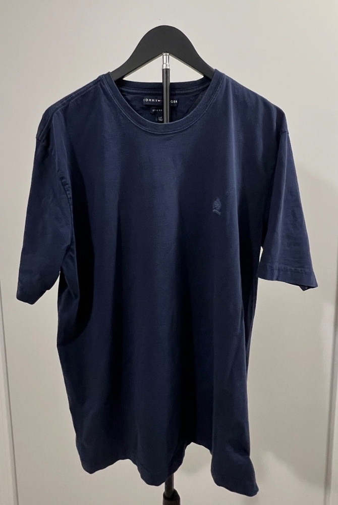 Tommy Hilfiger Mens Navy Blue Crew Neck Short Sleeve Logo T-Shirt Size L
