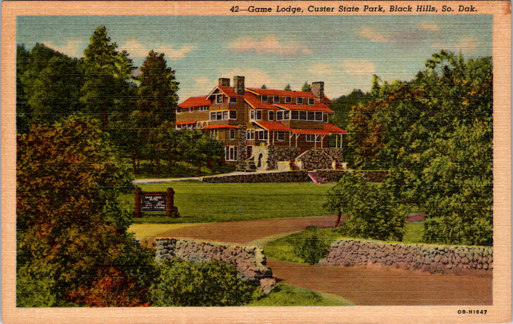 Vintage Postcard Game Lodge Custer State Park Black Hills South Dakota