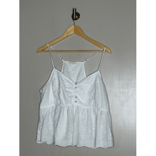 Lucky Brand White Eyelet Peplum Camisole Tank Top XL Boho Cottagecore