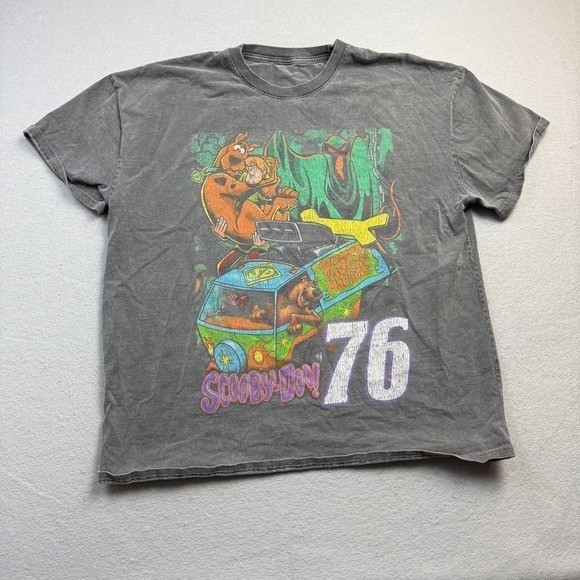 Scooby Doo Mystery Machine Graphic T Shirt Faded Cartoon Tee Large