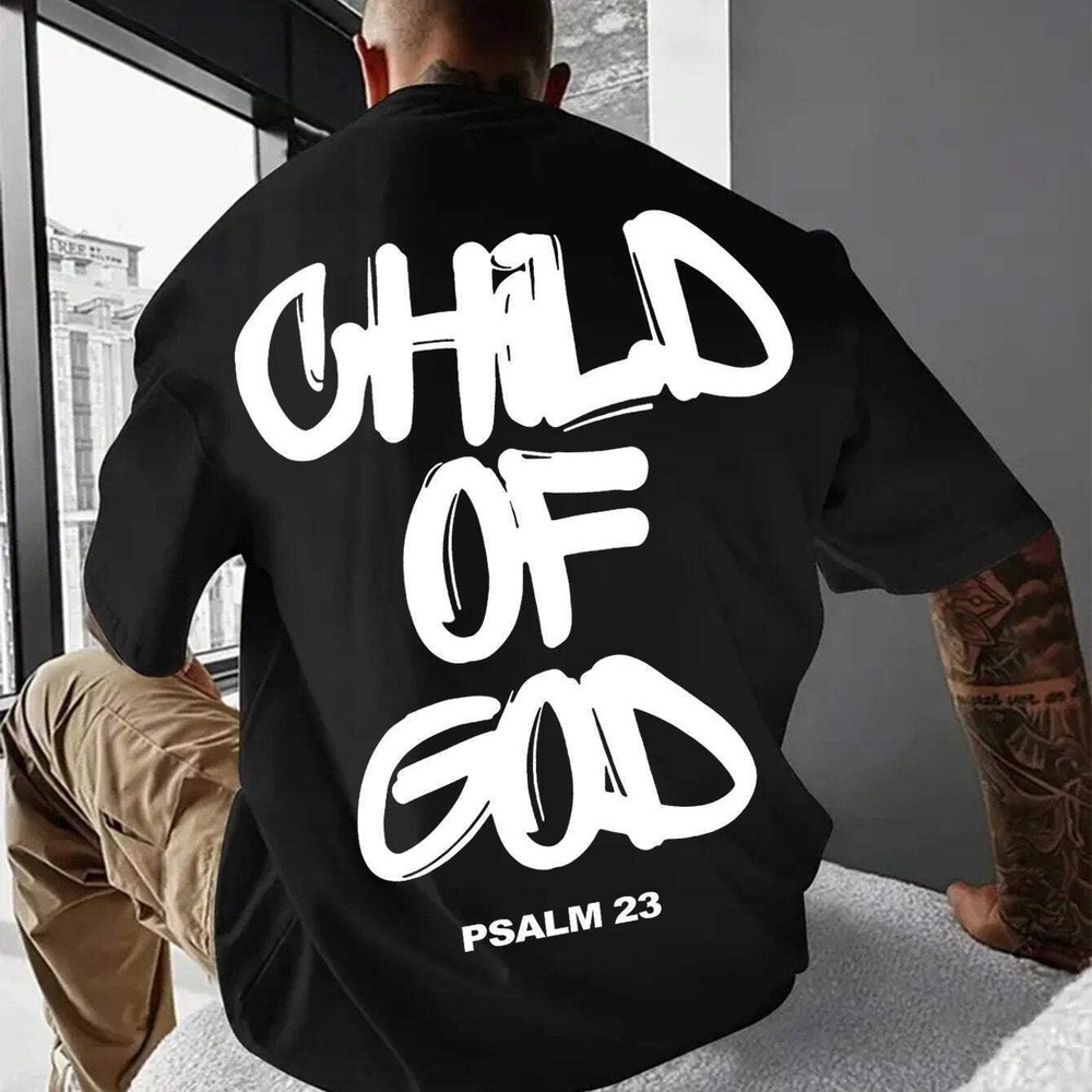 PSALM 23 Printed T-shirt, Men's T-shirt, Summer Casual Short Sleeved T-shirt