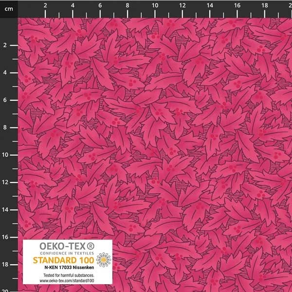 Stof European Quilting Colour Rhythm Graphic Leaves Pink Cotton Fabric By Yd