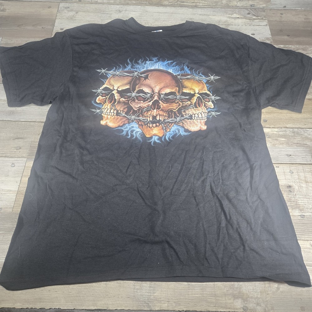 Vintage Y2K Skull Barb Wire T Shirt XL Delta