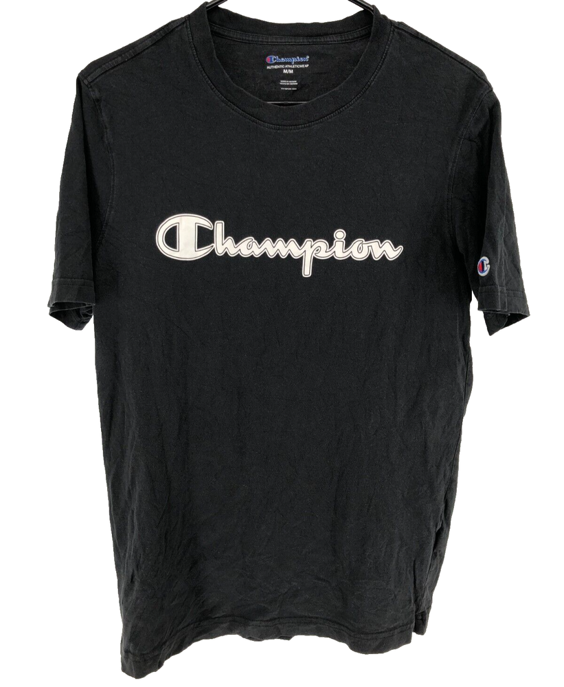 Champion Men's Black Authentic Short Sleeve Tee - Size Medium