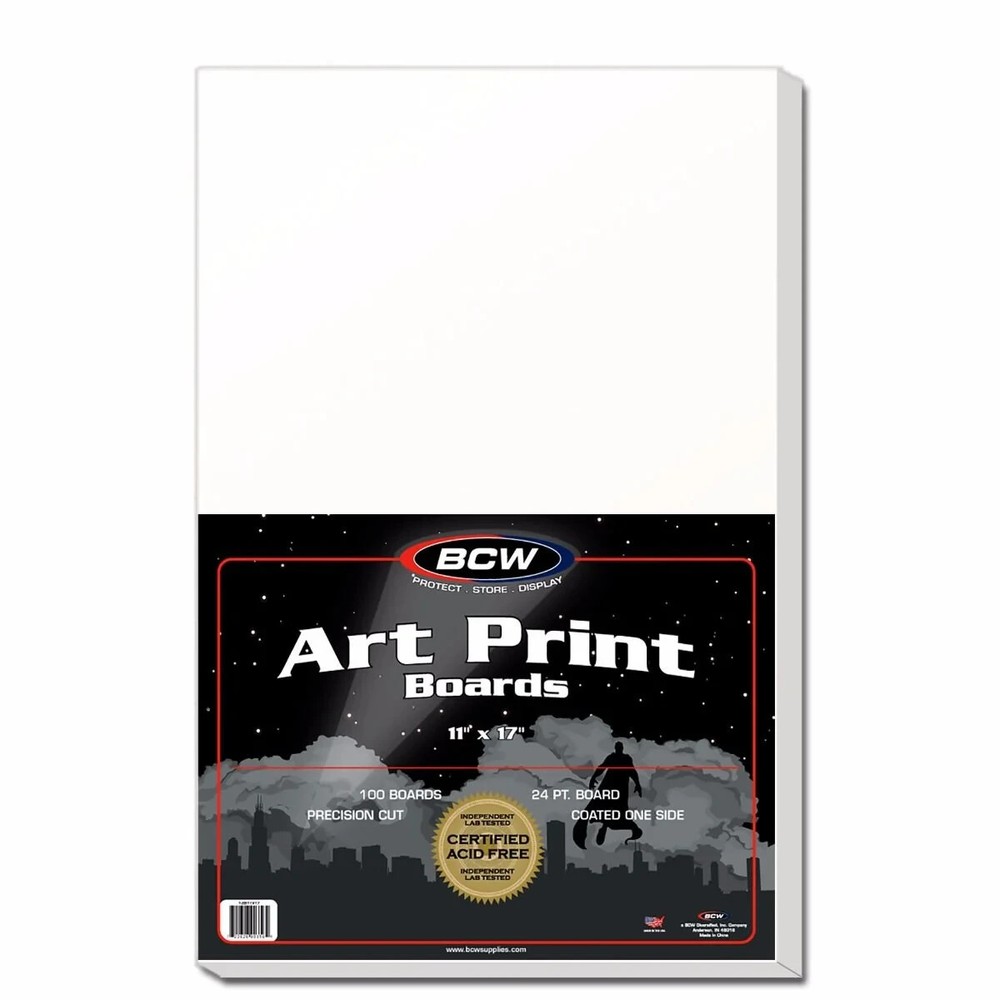 BCW 11x17 Art Print Backing Boards (100) For Posters/Play Bills/Prints Archival