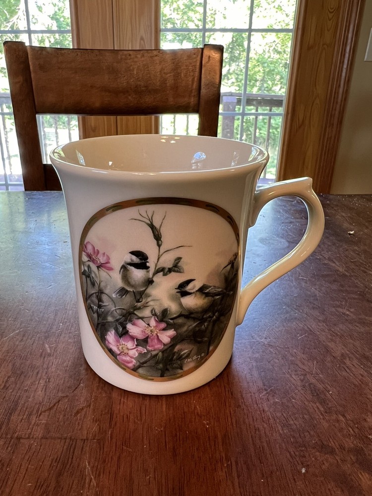 Lenox Rose Morning Nature's Collage Mug Collection Chickadee Coffee Cup 1994