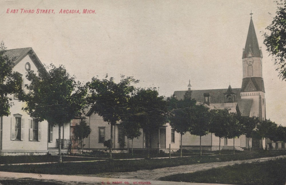 Arcadia MI Michigan ~ East Third Street 1908 Church