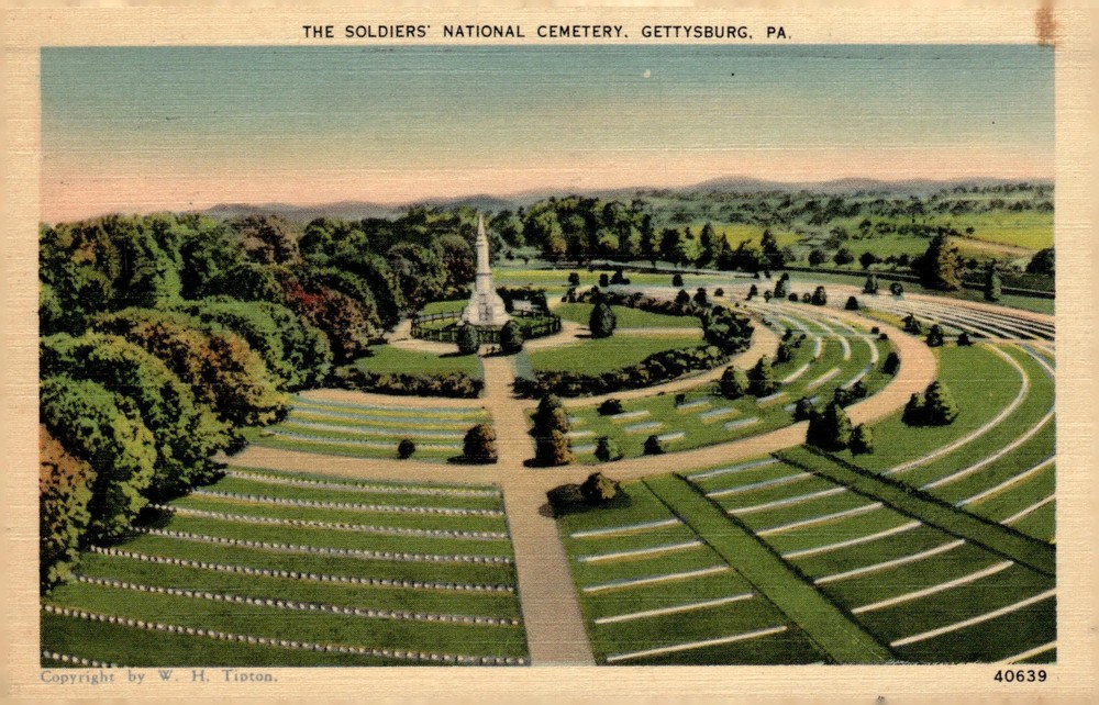 1941 Soldiers National Cemetery Gettysburg PA Civil War Linen Postcard Tipton