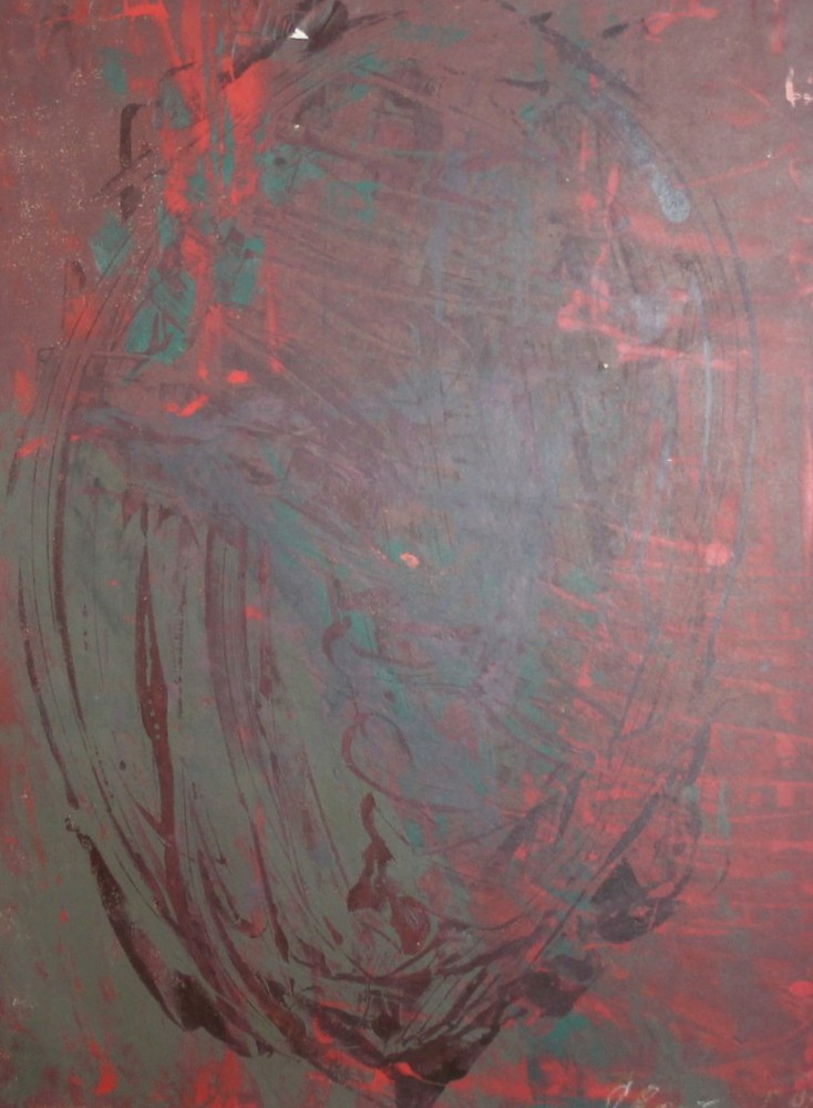 1992 Abstract gouache painting signed