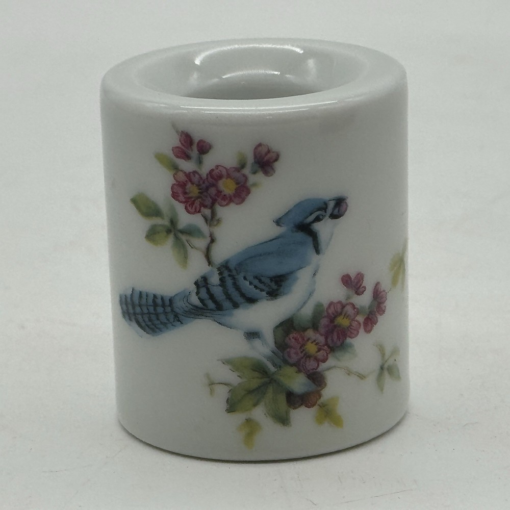 Vintage Porcelain Candle Holder Bluebird Funny Design Made In West Germany 2”