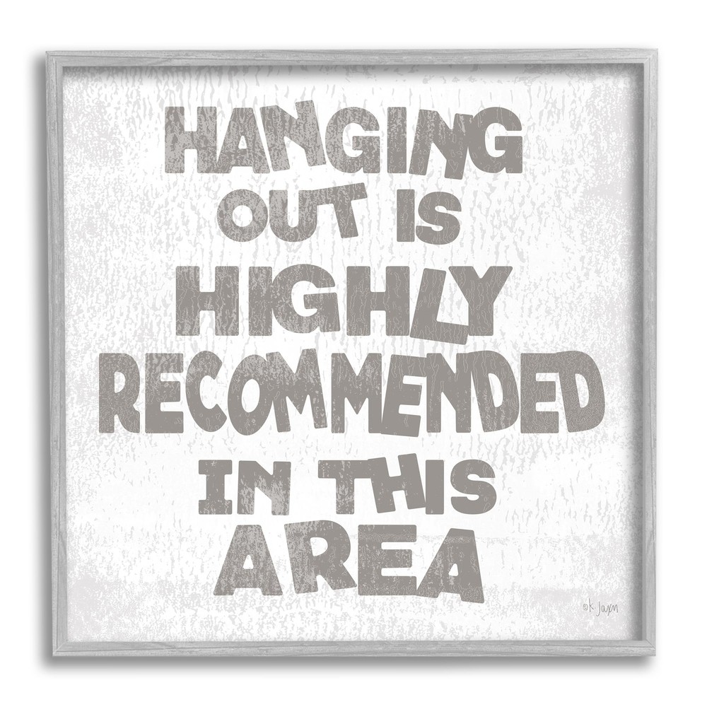 Rustic Hanging Out Phrase Gray Framed Giclee Art Design by Jaxn Blvd.