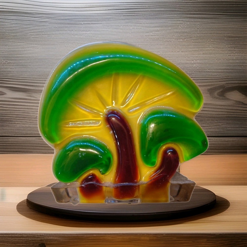 Vintage Resin Mushroom Napkin Letter Holder Green Yellow 1960’s Retro