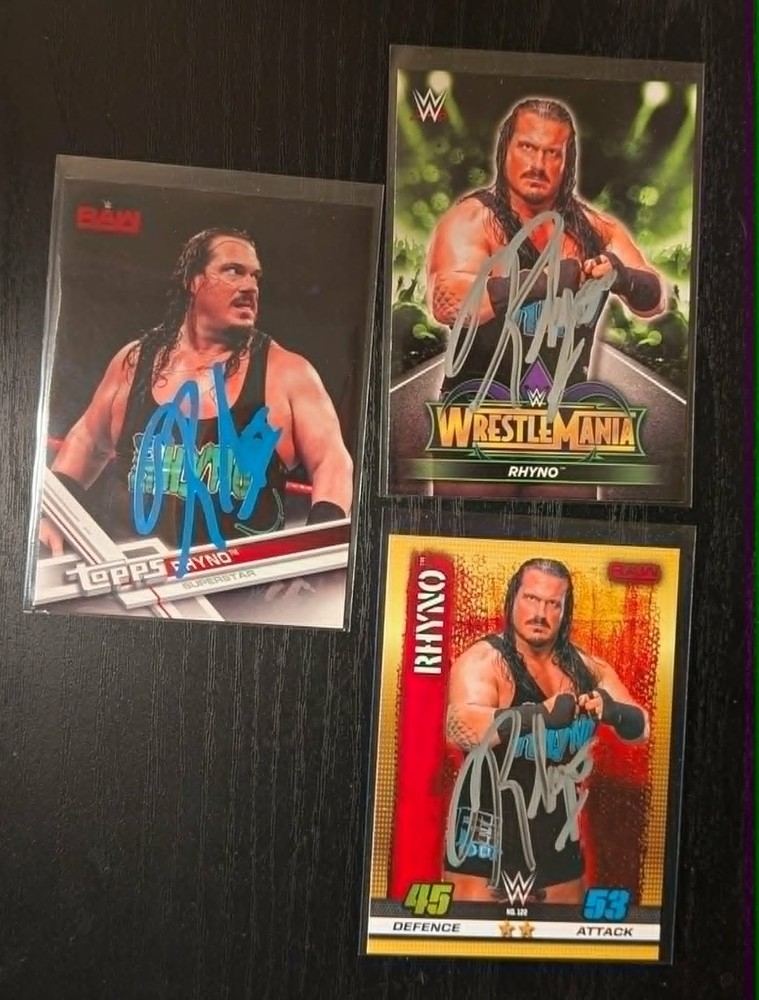 Rhyno 2017 WWE Topps Raw Slam Attax Wrestlemania Lot Autographed In Person Cards