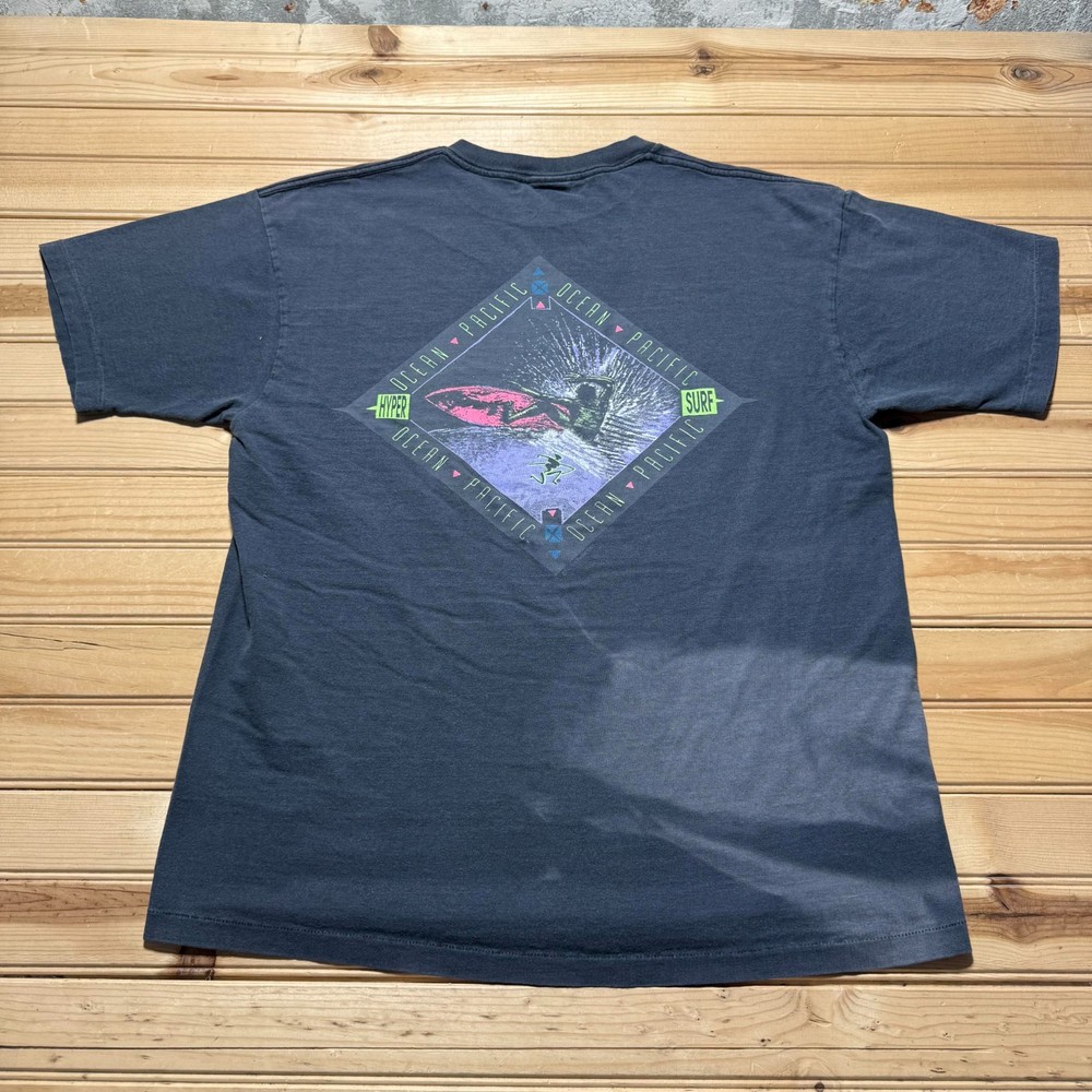 Vintage 90s Faded Hyper Surf Ocean Pacific Beach Single Stitch T-Shirt Large